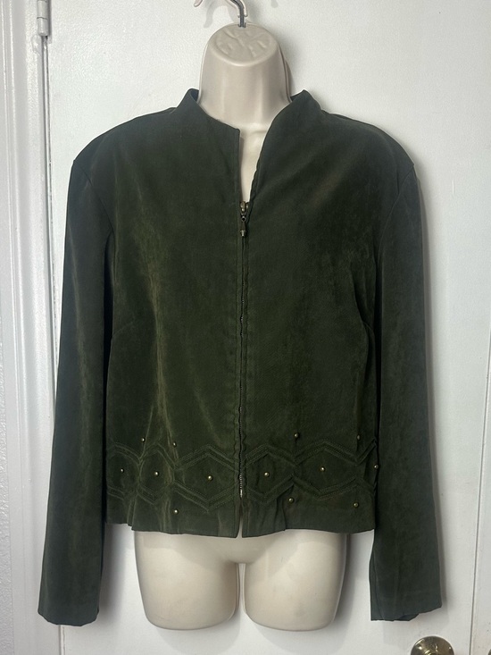 SAG harbor dress Jackets & Blazers - Women's Olive Green Lightweight Jacket